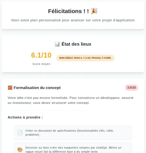 Plan personnalisé pour création d'application mobile